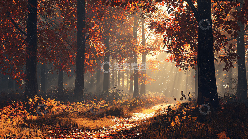 高清大图下载【趣麦麦图】秋日森林小路