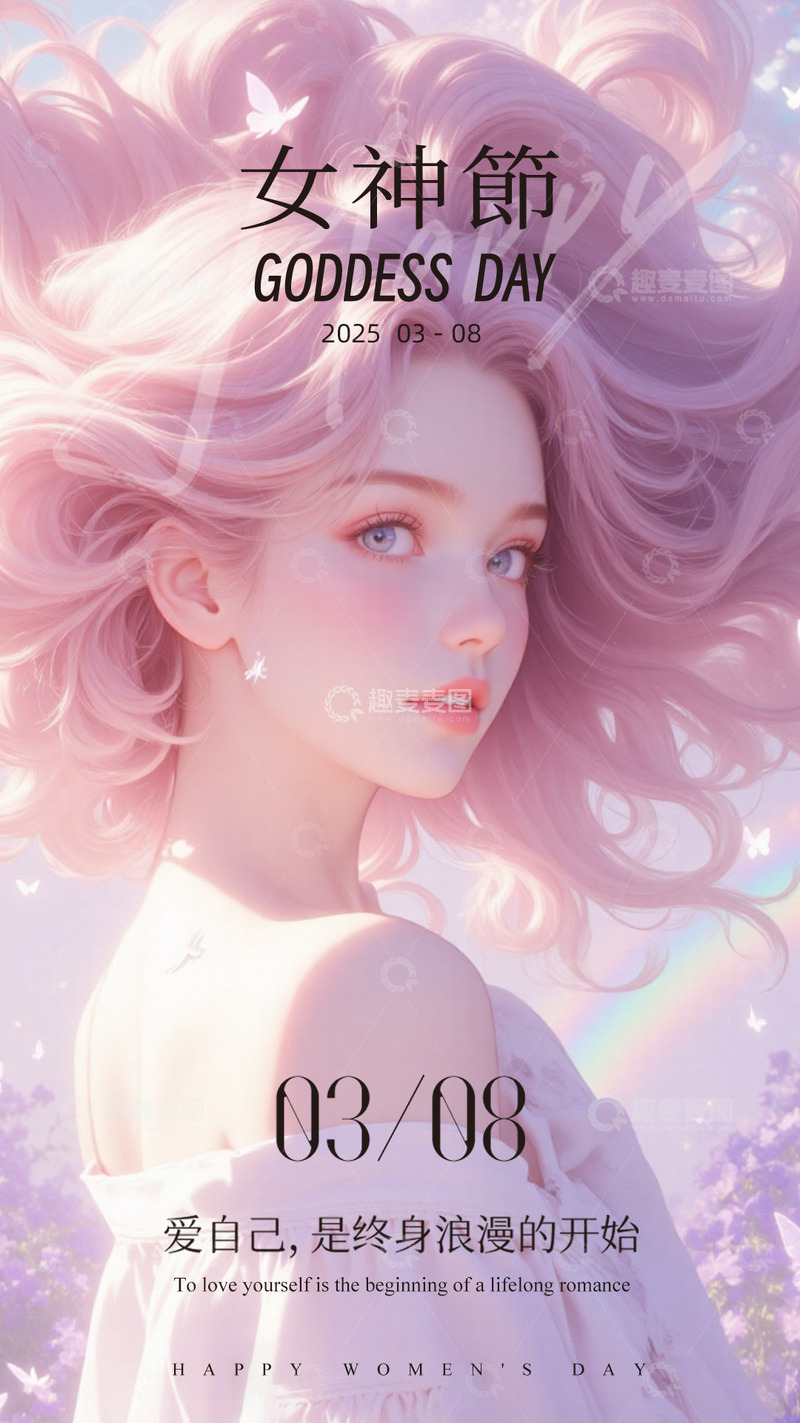 源文件下载【趣麦麦图】女神节创意海报8