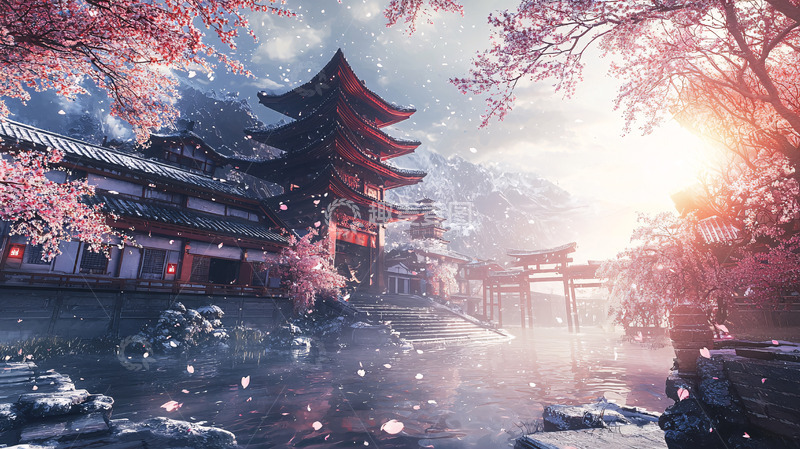 高清大图下载【趣麦麦图】唯美日式雪景