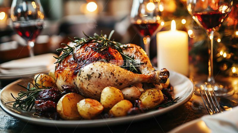高清大图下载【趣麦麦图】烤鸡配土豆