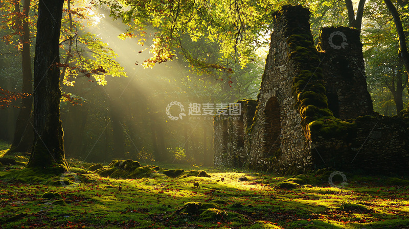 高清大图下载【趣麦麦图】森林废墟