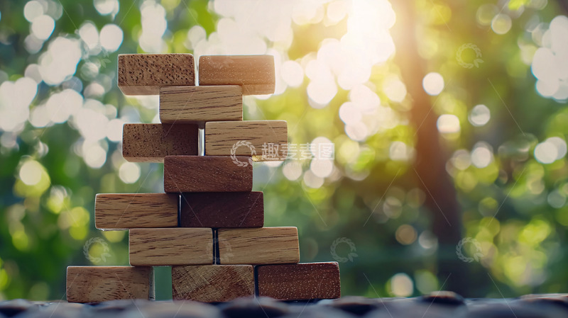 高清大图下载【趣麦麦图】木块堆叠
