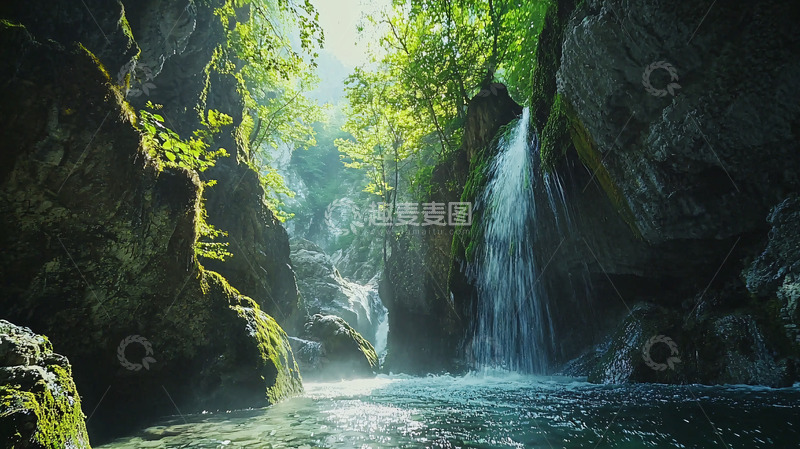 高清大图下载【趣麦麦图】峡谷瀑布1