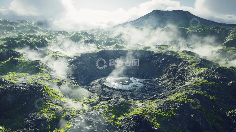 高清大图下载【趣麦麦图】火山喷发后景象
