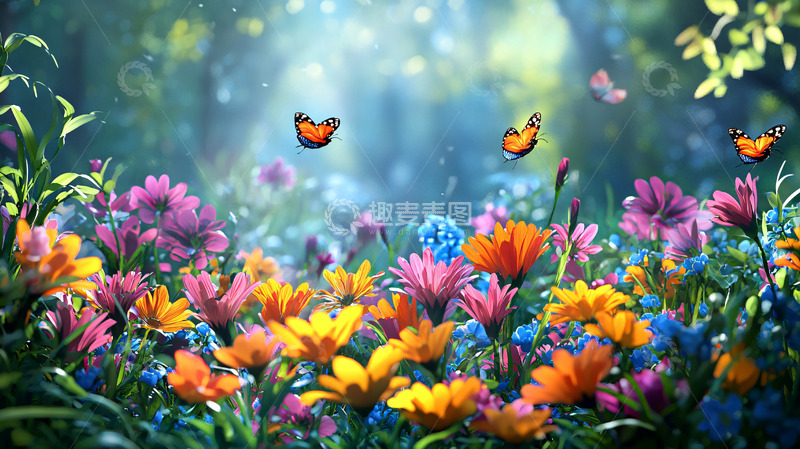 高清大图下载【趣麦麦图】梦幻森林花海