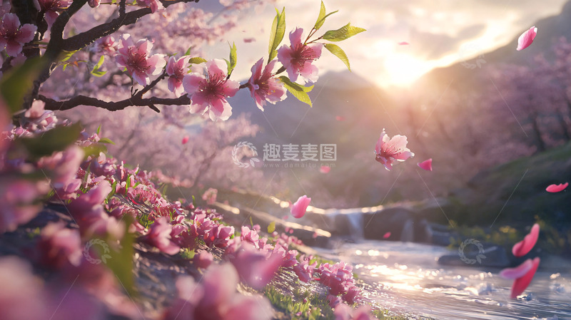 高清大图下载【趣麦麦图】春日山河桃花盛开