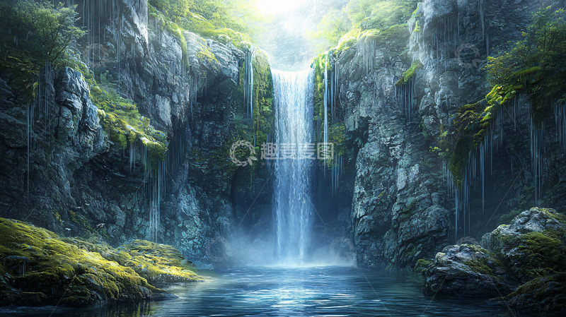高清大图下载【趣麦麦图】峡谷瀑布2