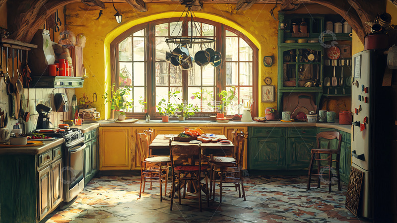 高清大图下载【趣麦麦图】复古乡村厨房