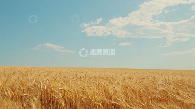 高清大图下载【趣麦麦图】金黄麦田蓝天白云