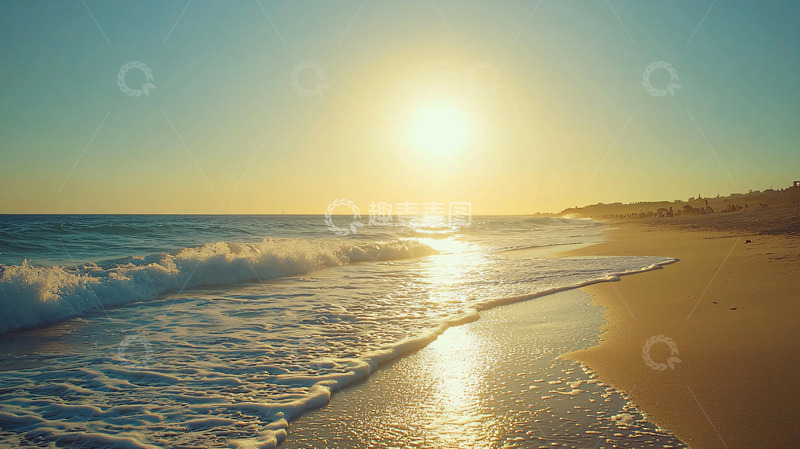 高清大图下载【趣麦麦图】海边日落沙滩风景