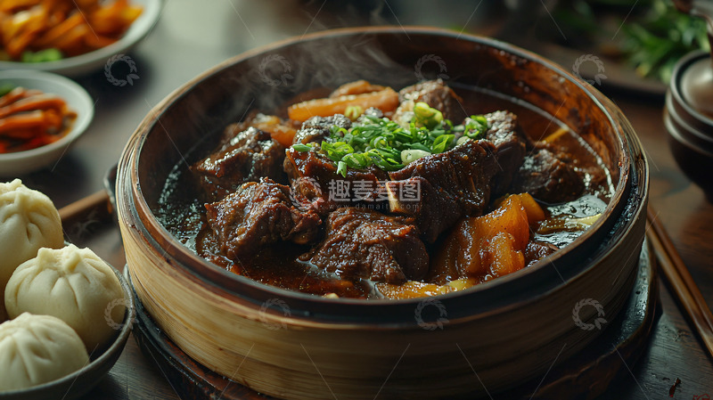 高清大图下载【趣麦麦图】热气腾腾的牛肉炖菜