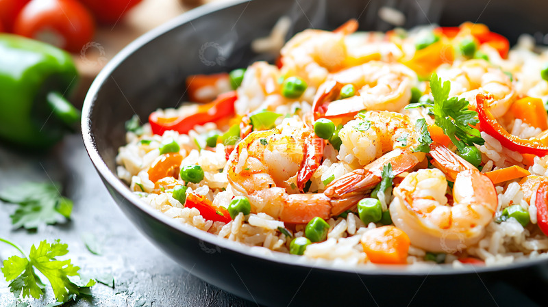 高清大图下载【趣麦麦图】虾仁炒饭