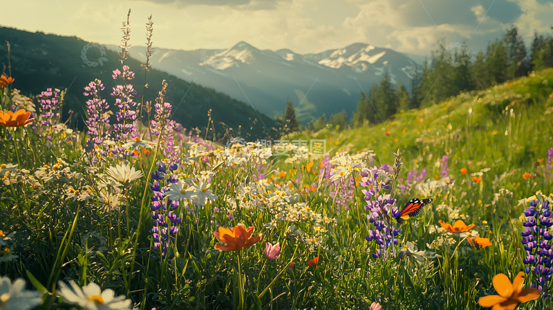高清大图下载【趣麦麦图】山峦花海