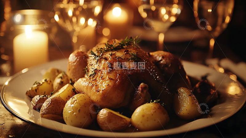 烤鸡配土豆
