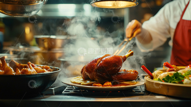 高清大图下载【趣麦麦图】厨师烹饪烤鸡