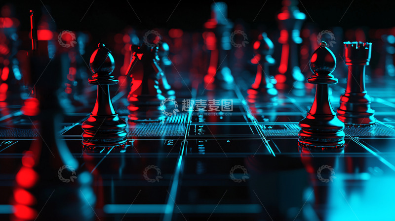 高清大图下载【趣麦麦图】黑暗炫酷的国际象棋棋盘