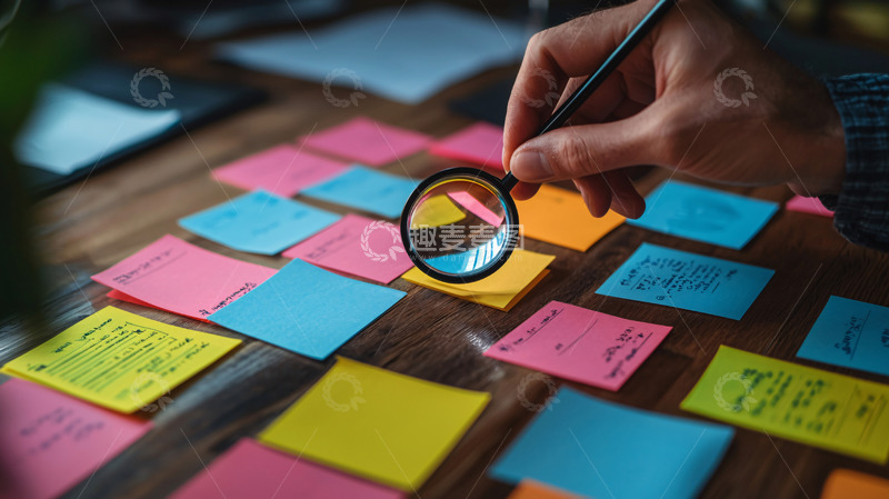 高清大图下载【趣麦麦图】手持放大镜查看彩色便签