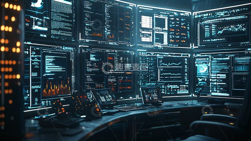 高清大图下载【趣麦麦图】科技感监控室