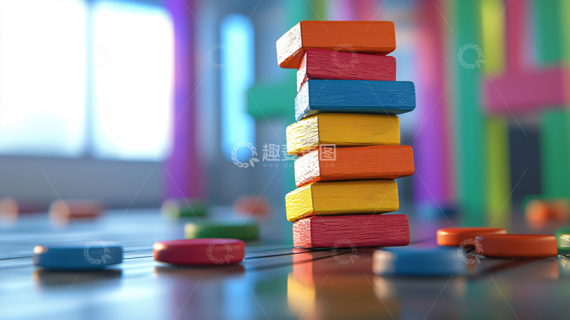 高清大图下载【趣麦麦图】彩色积木堆叠