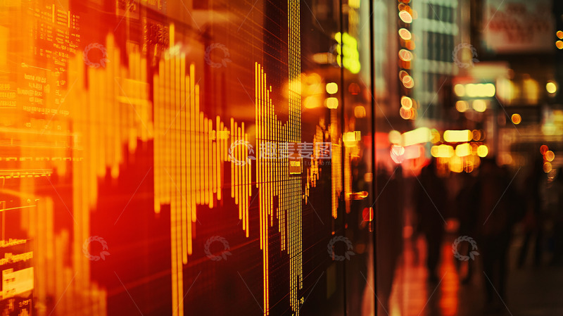 高清大图下载【趣麦麦图】夜景中股票图表
