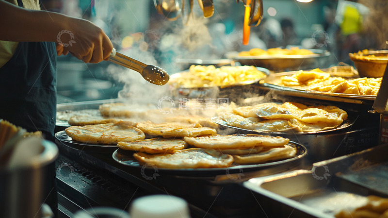 高清大图下载【趣麦麦图】夜市小吃摊煎饼