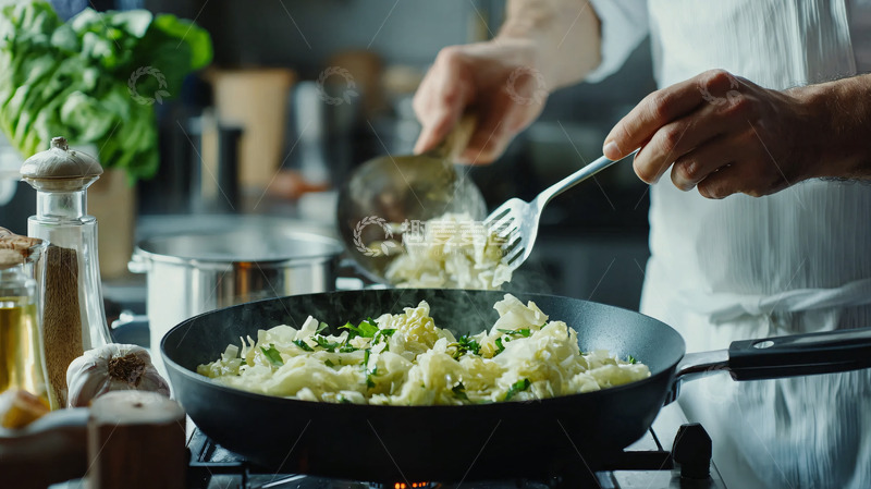 高清大图下载【趣麦麦图】厨师烹饪花椰菜