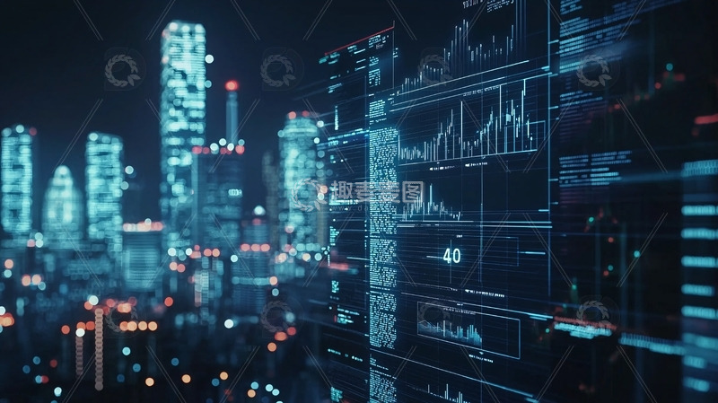 高清大图下载【趣麦麦图】夜幕下的数字城市