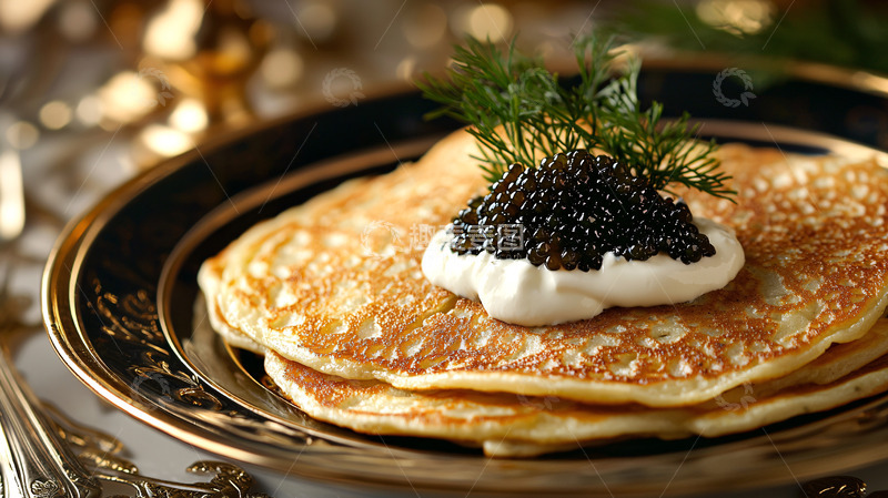 高清大图下载【趣麦麦图】黑鱼子酱煎饼