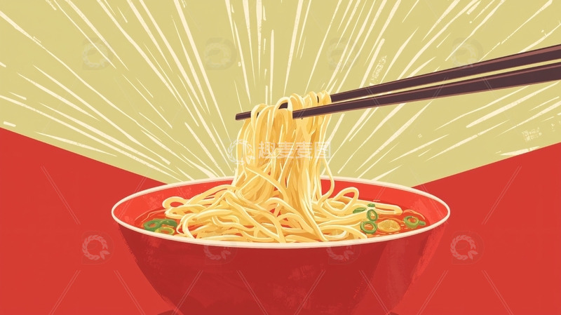 高清大图下载【趣麦麦图】红碗热气腾腾的面条