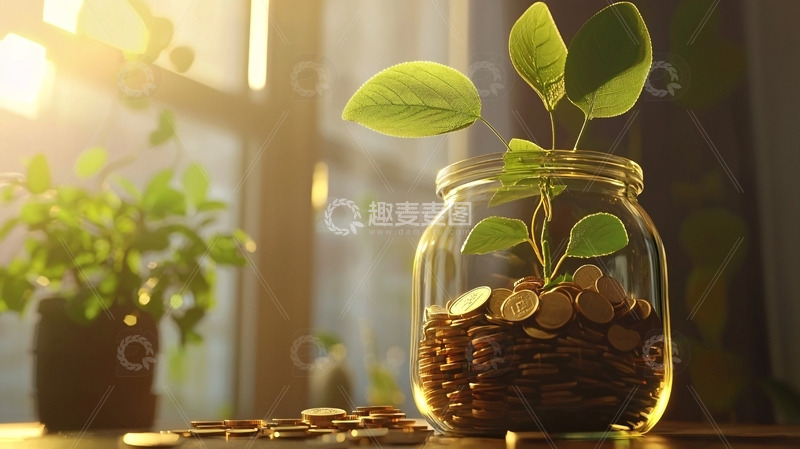 高清大图下载【趣麦麦图】玻璃瓶里种着小树苗