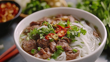 一碗热气腾腾的牛肉粉