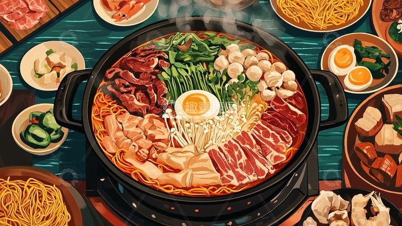 高清大图下载【趣麦麦图】诱人火锅美食盛宴