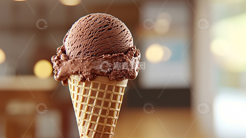 高清大图下载【趣麦麦图】巧克力冰淇淋蛋筒