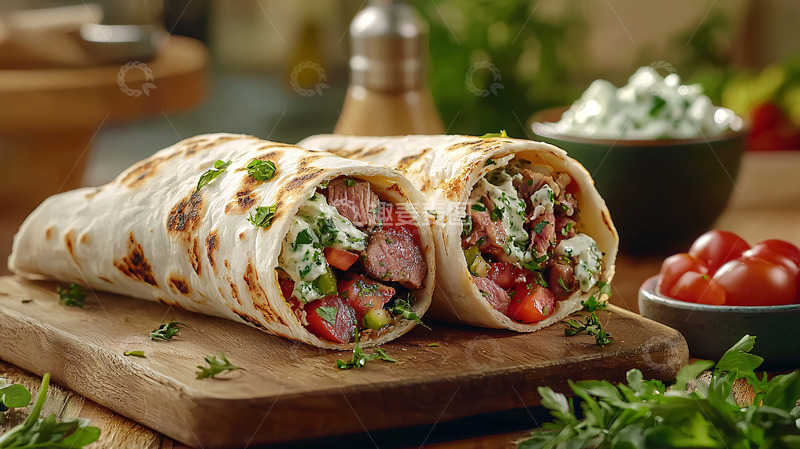 高清大图下载【趣麦麦图】美味烤肉卷饼