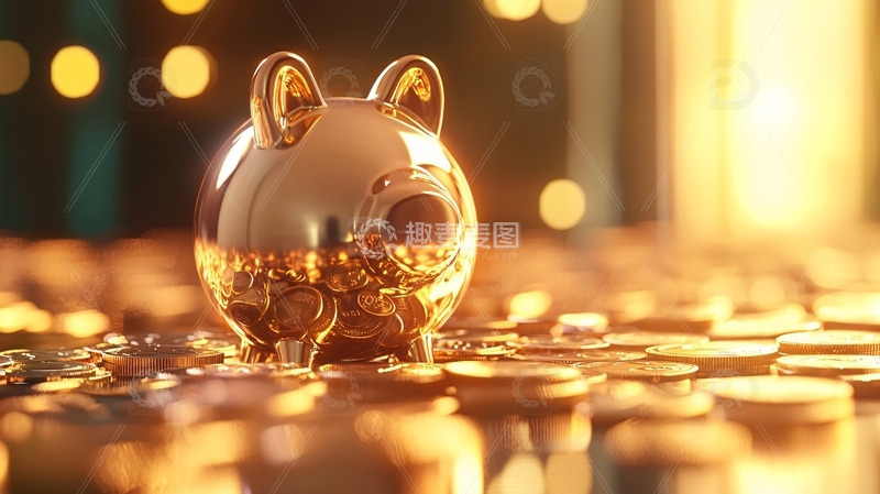 高清大图下载【趣麦麦图】金色小猪储钱罐