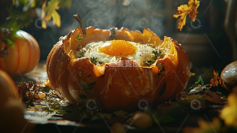 高清大图下载【趣麦麦图】南瓜盅烤蛋