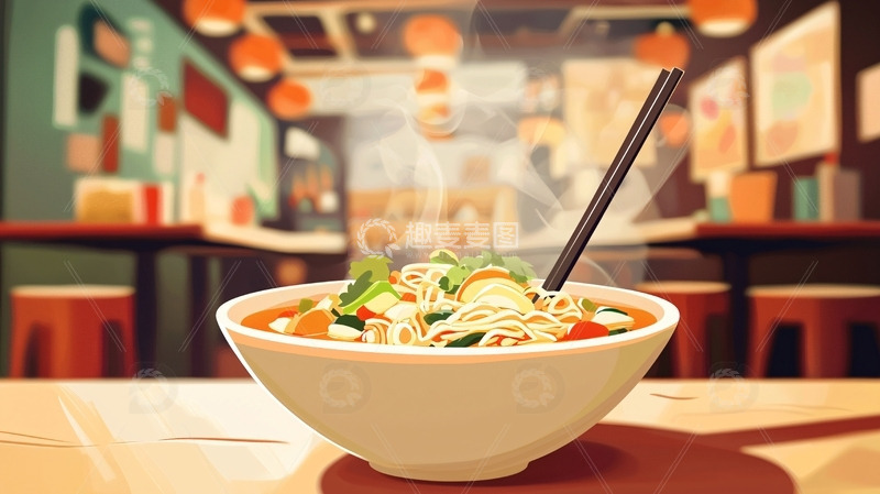 高清大图下载【趣麦麦图】热气腾腾的汤面