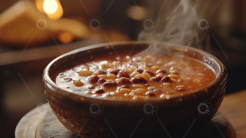 高清大图下载【趣麦麦图】热气腾腾的豆子汤