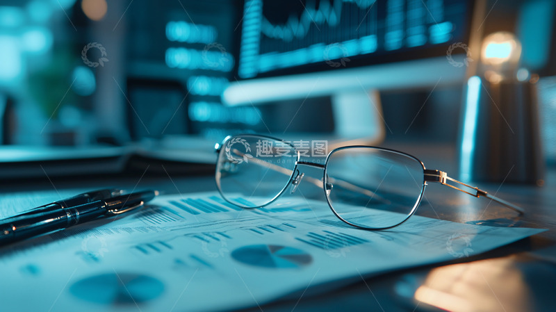 高清大图下载【趣麦麦图】办公桌上的眼镜和报表