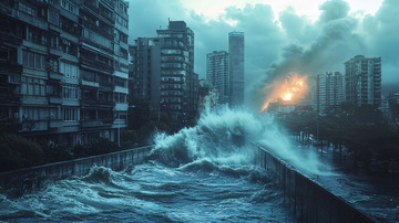 暴雨洪水城市景观
