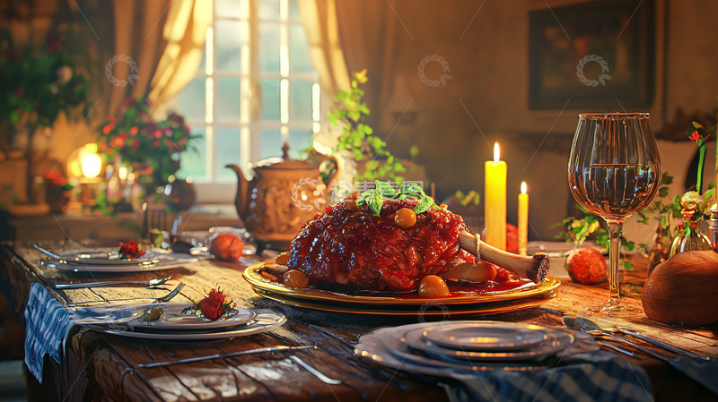高清大图下载【趣麦麦图】乡村风格晚餐
