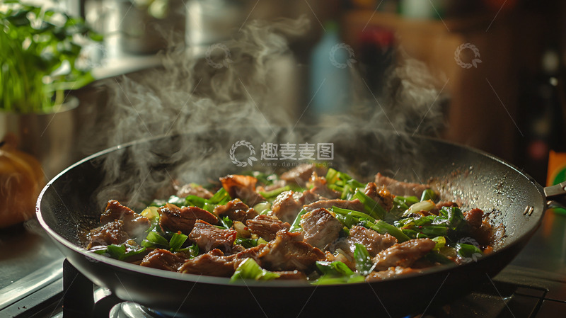 高清大图下载【趣麦麦图】热气腾腾的炒菜