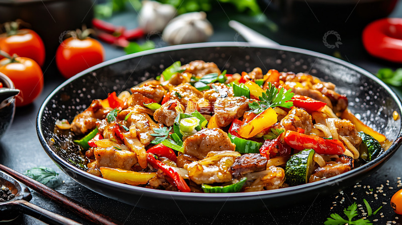 高清大图下载【趣麦麦图】美味的鸡肉蔬菜炒饭