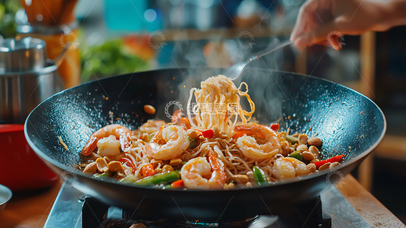高清大图下载【趣麦麦图】香辣虾仁炒面