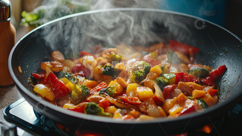 高清大图下载【趣麦麦图】热气腾腾的炒菜