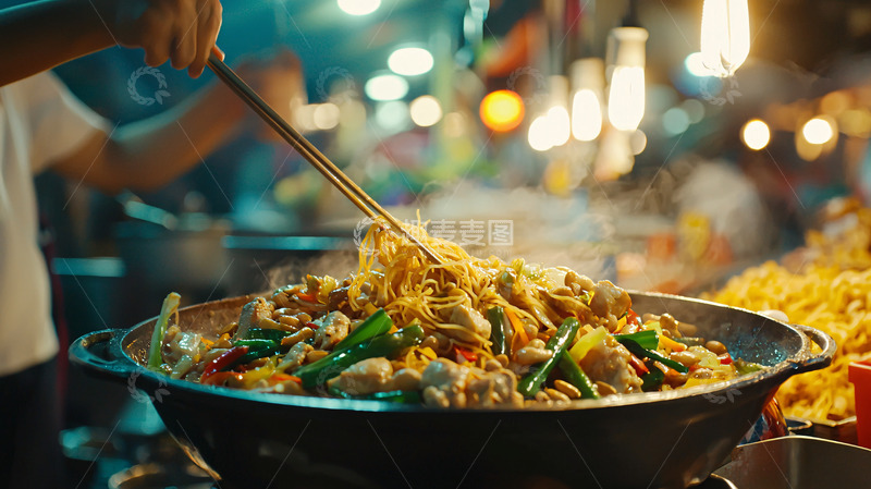 高清大图下载【趣麦麦图】夜市小吃炒面