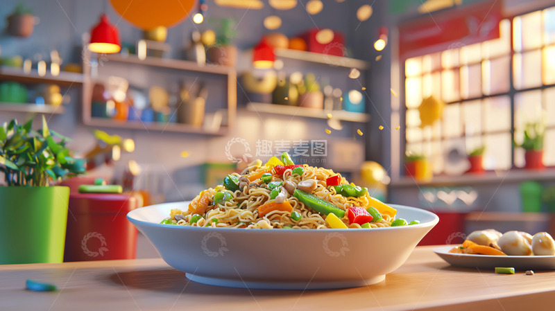 高清大图下载【趣麦麦图】彩色卡通厨房