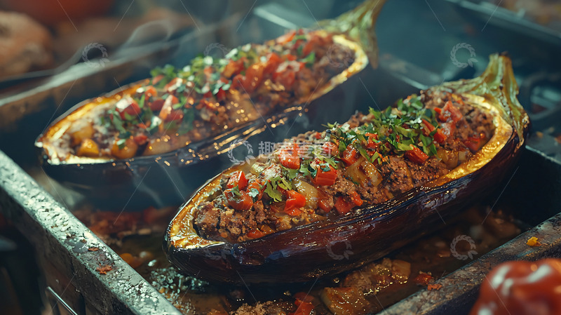 高清大图下载【趣麦麦图】烤箱烤茄子