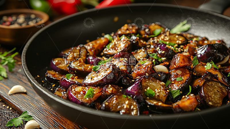 高清大图下载【趣麦麦图】香煎茄子