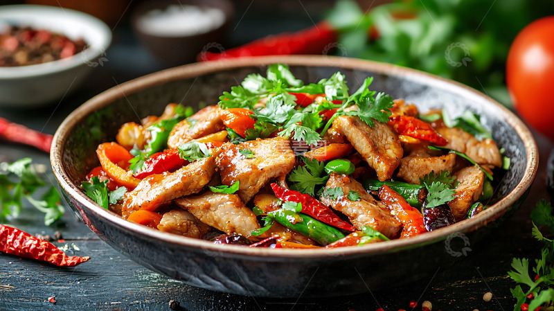 高清大图下载【趣麦麦图】辣炒鸡肉